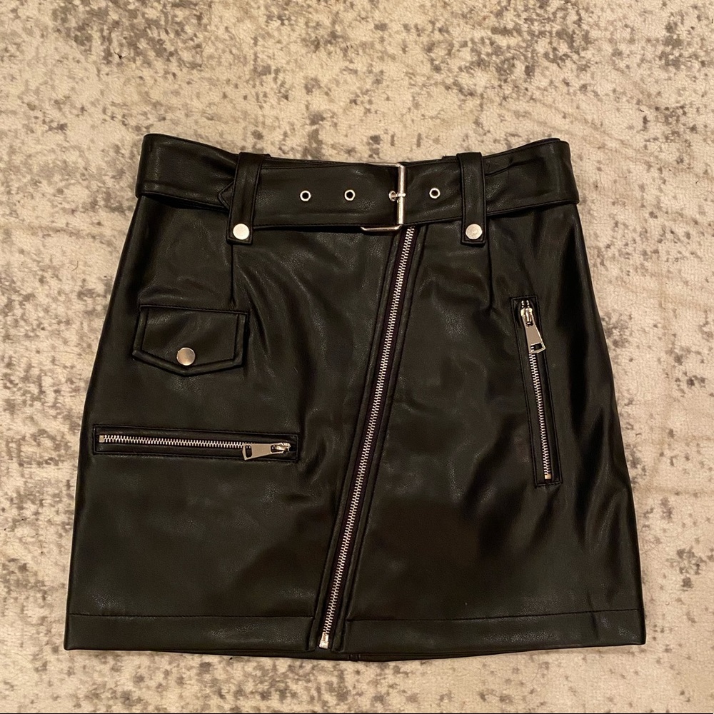 Faux Leather Biker Skirt - Picture 3 of 3